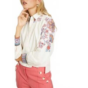 NEW CABALLERO audrey woodblock bloom top in floral